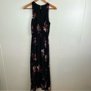 A New Day Black Floral Flowy Lightweight‎ Summer Maxi Dress NWT XS Sleeveless